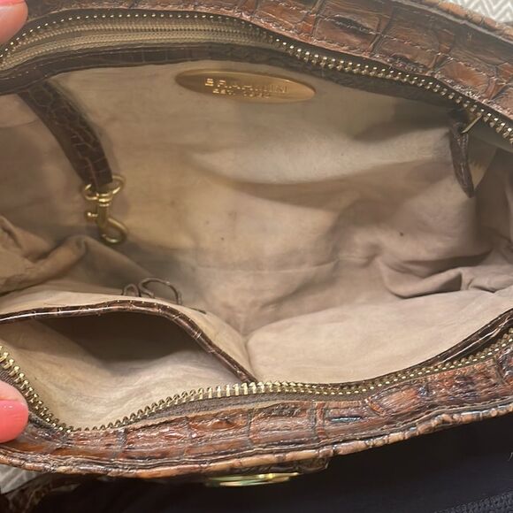 Brahmin Brown Leather Croc Small Shoulder Purse - Picture 9 of 10